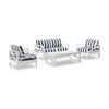 Kansas 2+1+1 Seater Lounge Set Coffee Table White & Navy Stripe Cushions