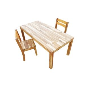 Acacia Rectangular Table 120 cm long  & 2 solid kinder  Chairs