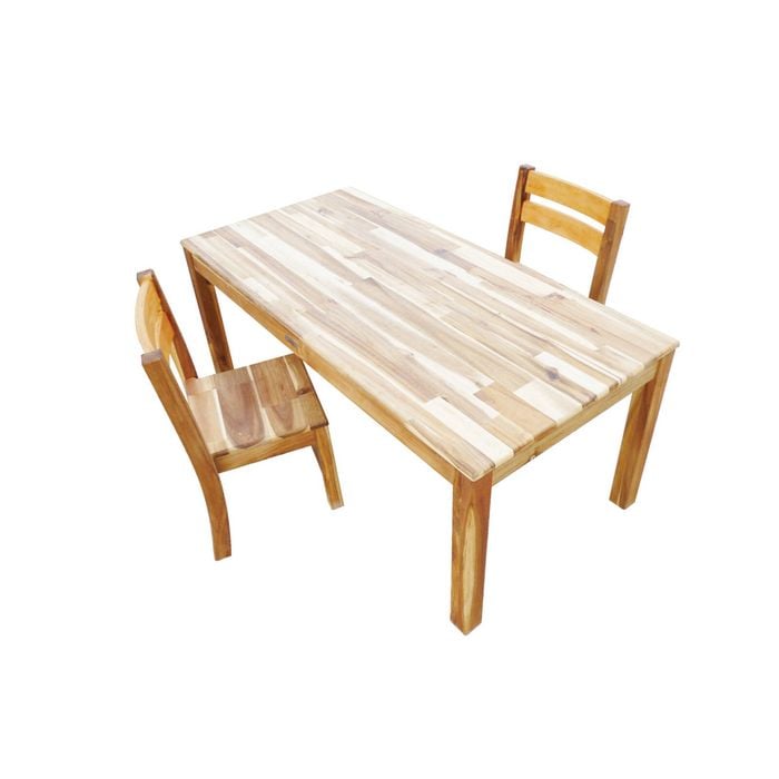Acacia Rectangular Table 120 cm long  & 2 solid kinder  Chairs