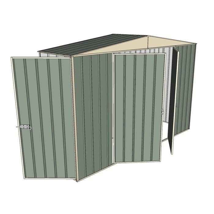 Build-a-Shed 3.0 x 0.8 x 2.3m Gable Single Hinged Side Door Shed - Green