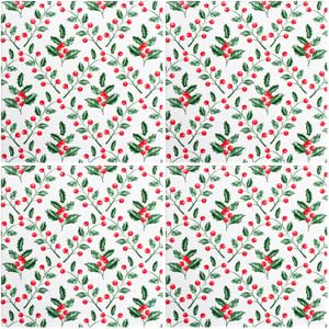 4PK LVD 20x20cm Ceramic Christmas Holly Trivet Home/Kitchen Decor