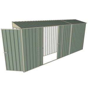 Build-a-Shed 0.8 x 4.5 x 2m Skillion Single Hinged Door Shed with Double Sliding Side Door - Green