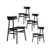 Claire Dining Chair Set of 4 Solid Oak Wood Timber Seat Furniture - Black