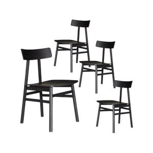 Claire Dining Chair Set of 4 Solid Oak Wood Timber Seat Furniture - Black