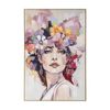 Urban Style Brushmarks Embellished Canvas Painting Artwork Flower Woman 1225mm