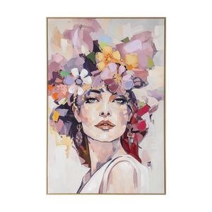 Urban Style Brushmarks Embellished Canvas Painting Artwork Flower Woman 1225mm