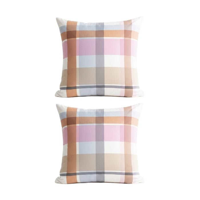 2PK Renee Taylor Textured Cotton Reversible European Pillowcase Miranda Check