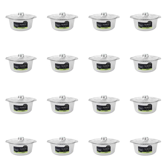 32pc Lemon & Lime 3.8L/29cm Foil BBQ Pot w/ Lid - Silver