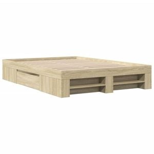 vidaXL Bed Frame Mattress Base Double Bed Sonoma Oak 135x190 cm Engineered Wood