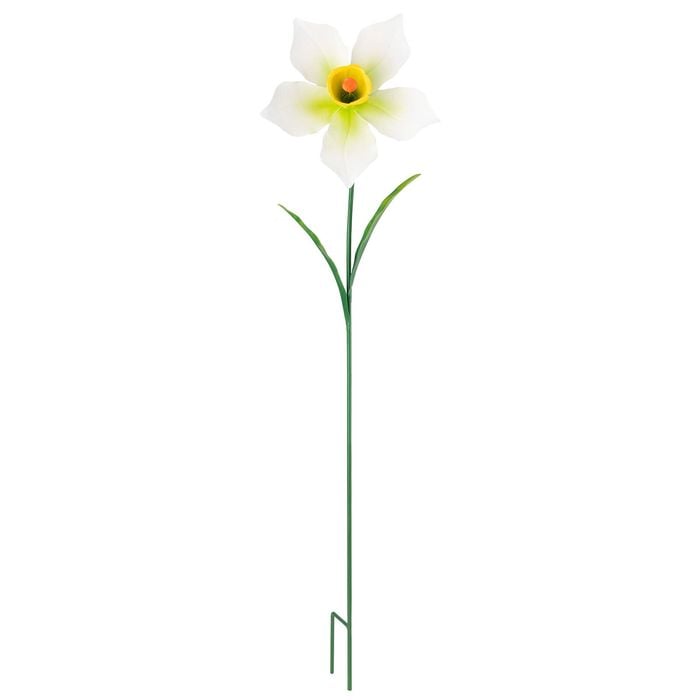 20 x 84cm White Daffodil Metal Decorative Garden Stake