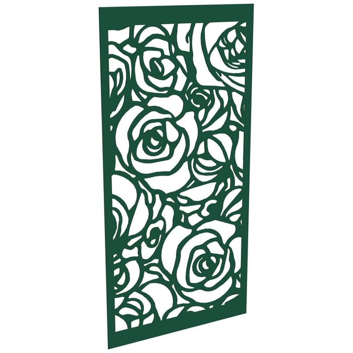 ProtectorAl 300-1200 x 1201-2400mm Dark Green Gloss White Roses Composite Deco Unframed Panel