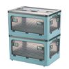 Catzon 2 Pcs Collapsible Storage Bins with Lids for Kitchen Dorm Room-Blue-2XL