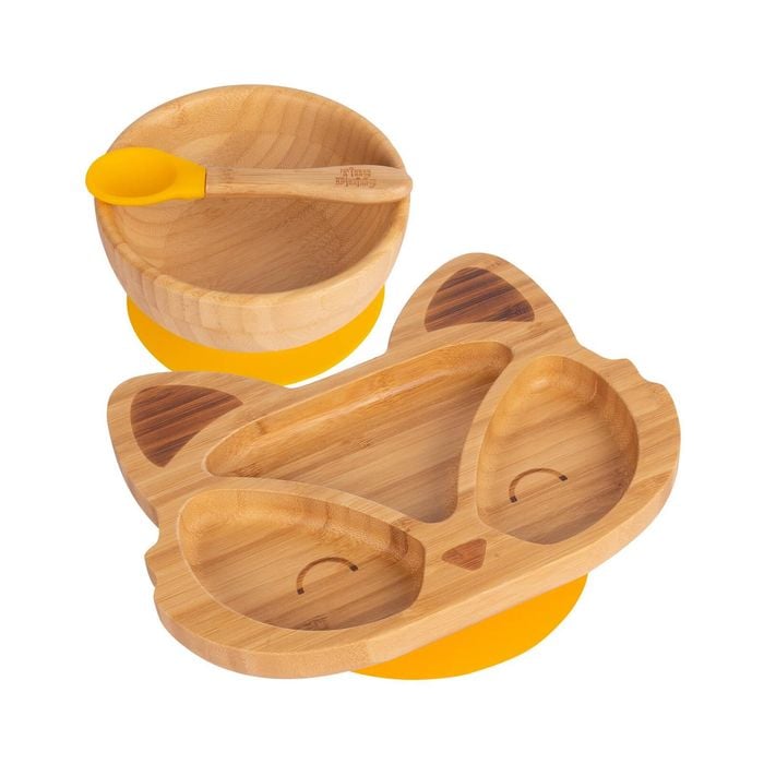 Tiny Dining 3pc Bamboo Fox Baby Feeding Set with Suction Cup