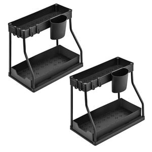 Catzon 2 Pcs Under Sink Organizers with Hooks and Drawer