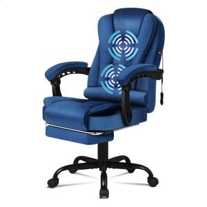 ALFORDSON Massage Office Chair Velvet Blue