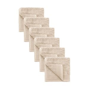 6PK Bambury Elvire 600gsm Soft Absorbent Cotton Face Washer 33x33cm Neutrals