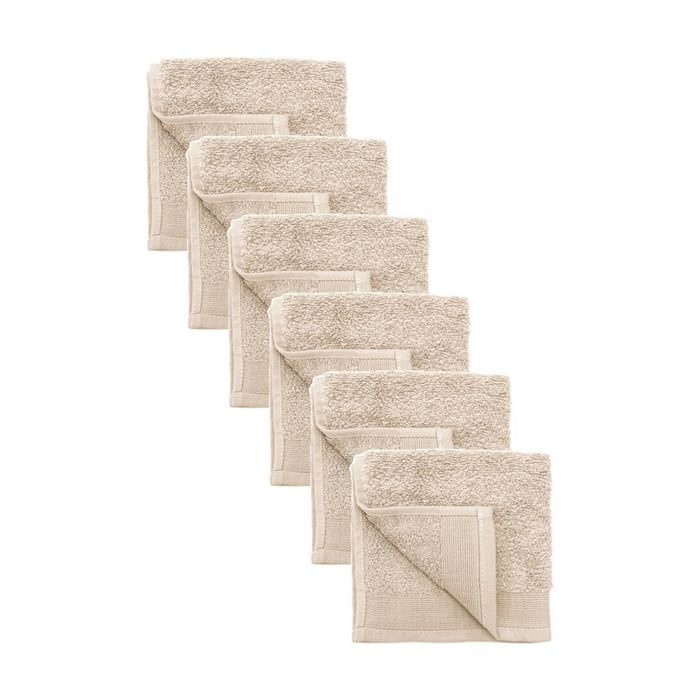 6PK Bambury Elvire 600gsm Soft Absorbent Cotton Face Washer 33x33cm Neutrals