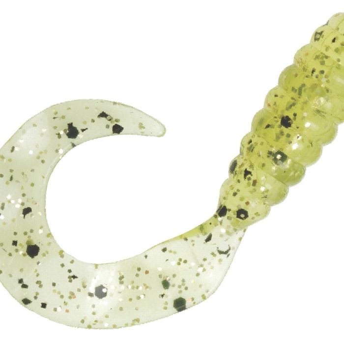 8 Pack of Zman 2.5 Inch Grubz Soft Plastic Lures -  Chartreuse Sparkle