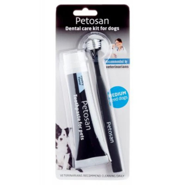 Petosan Toothpaste Medium Brush Kit For Dogs and Cats - For Medium 7-15 kg Dogs