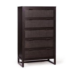 Teamson Home Hatteras Dresser with 5 Rattan Inlay Drawers, Espresso