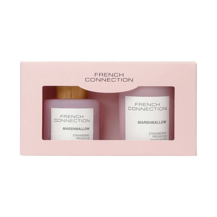 French Connection Candle & Diffuser Gift Set Marshmallow Strawberry Prosecco