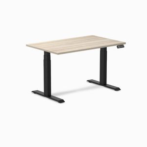 Desky Dual Sit To Stand Classic Oak Melamine Desk 120x75cm Matte Black Height Adjustable Legs