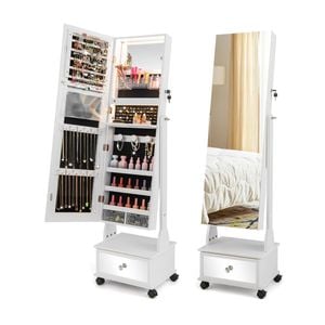 Costway Mirrored Jewellery Cabinet White