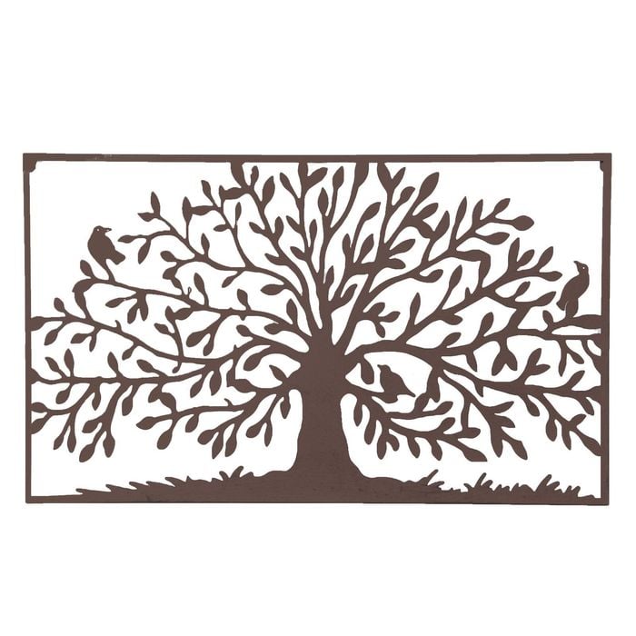 P&P 90×1×54cm Rusty Tree of Life Metal Wall Decor for Living Rooms, Bedrooms & Offices, Modern Art Piece