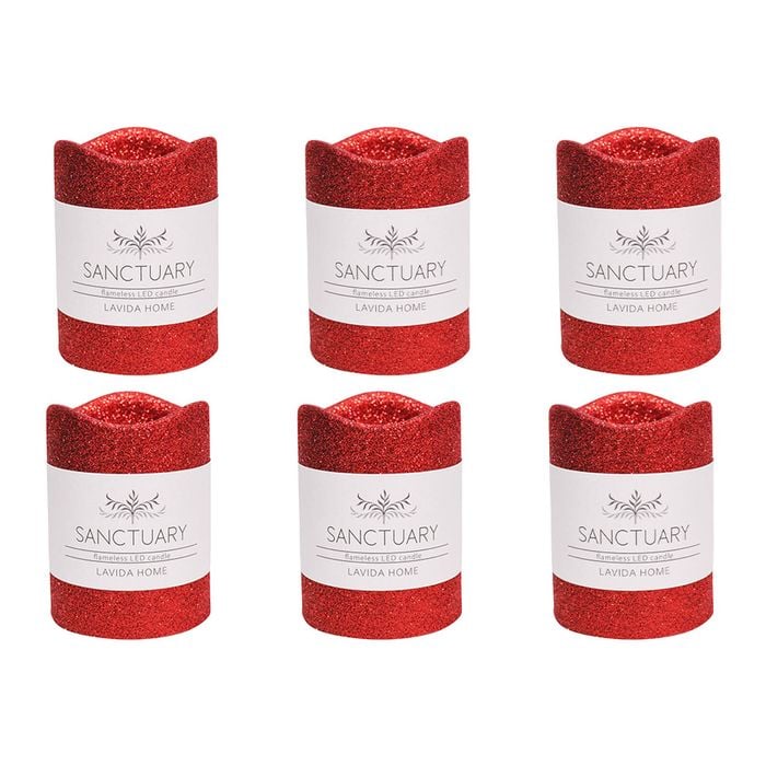 6PK LVD Flameless Candle Small Ruby Decorative Home/Lounge Decor