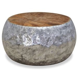 vidaXL Coffee Table Aluminium Teak Home Living Room Accent Table Furniture