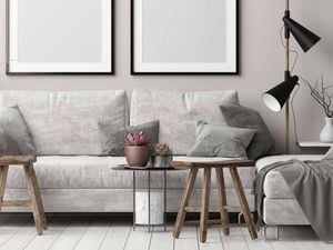 Lounge room couch with a grey colour scheme