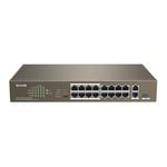 Tenda 16FE+2GE/1SFP Desktop Switch With 16-Port PoE+ [TEF1118P-16-150W]