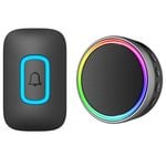 Arlec 200m Rechargeable Wireless Door Chime With Speaker and RGB LED Indicator - Black
