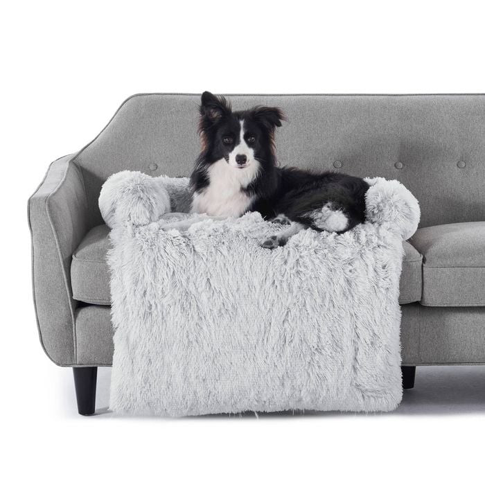 Charlie's Shaggy Faux Fur Bolster Sofa Protector Calming Dog Bed Arctic White Xx-large