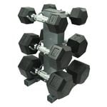 3-6-9kg - Total36kg 3 Pair Hex Rubber Dumbell Weight Set with YAX-8 Rack