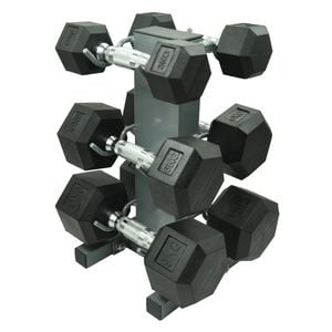 3-6-9kg - Total36kg 3 Pair Hex Rubber Dumbell Weight Set with YAX-8 Rack