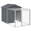 vidaXL Chicken Coop Chicken Cage with Roof and Run Anthracite Galvanised Steel 117x201x123 cm