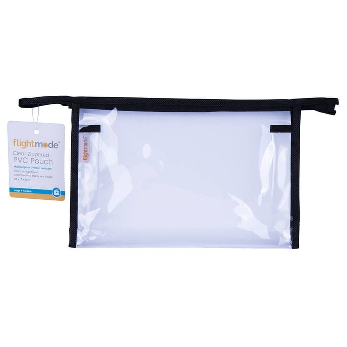 Flightmode Zippered PVC 22x17cm Carry On Approved Pouch - Clear