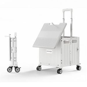 Viviendo Foldable Shopping Trolley, 65L Collapsible Utility Cart with 360˚ Wheels
