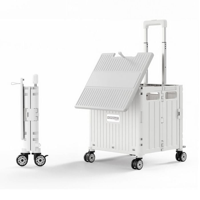 Viviendo Foldable Shopping Trolley, 65L Collapsible Utility Cart with 360˚ Wheels