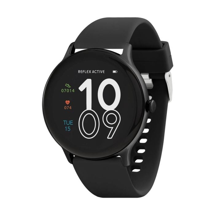 Reflex Active Series 22 Silicone Strap Heart Rate Tracking Smart Watch Black