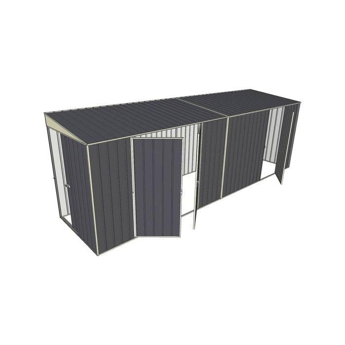 Build-a-Shed 1.5 x 6 x 2m Skillion Double and Single Hinged Side Doors Shed - Grey