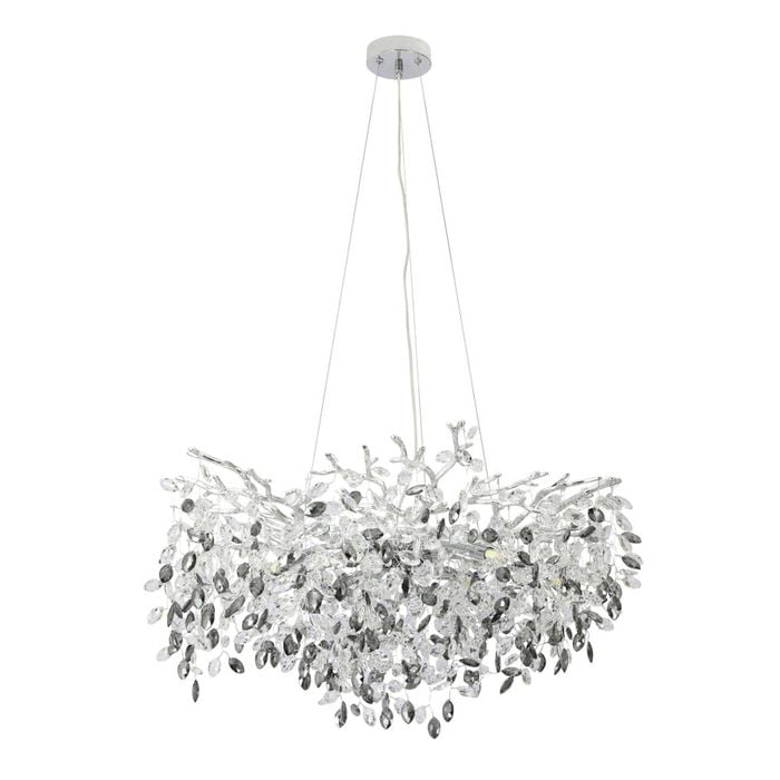 Telbix Molena Modern Pendant Hanging Lamp Light Aluminium Crystal Chrome Smoke Clear Gloss