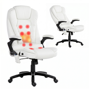 Artiss Massage Office Chair Heated 8 Point Recliner White