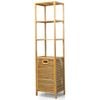 Costway Bamboo Tower Storage Shelf Tilt-out Laundry Hamper Display Rack