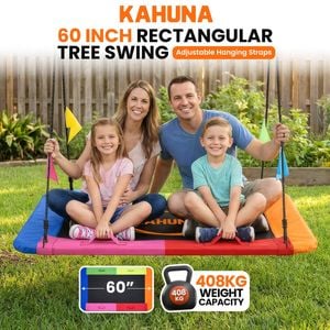 Kahuna Heavy Duty 60 Inch Rectangular Tree Swing With Adjustable Lifting Ropes Foam Padded Tubes And Full Accessory Kit