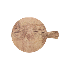 Chef Inox Round Platter with Oak Handle Wood Effect Melamine 230mm