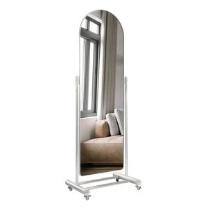 Yezi Arched Full Length Mirror 165CM with Wheels Silver