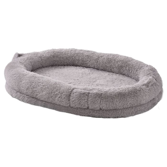 VEVOR 1825x1220x250mm Human Dog Bed Gray Washable Faux Rabbit Fur