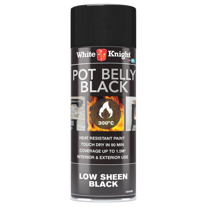 White Knight 300g Pot Belly Black Hi Temp Spray Paint